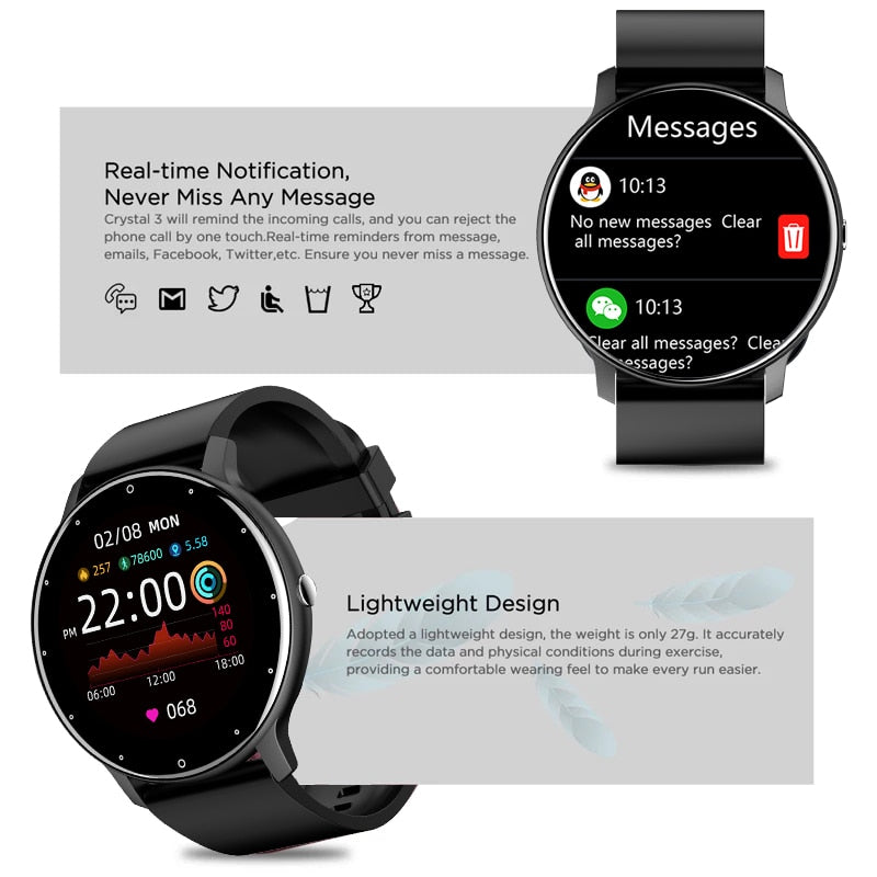 2022 New Smart Watch Men Full Touch Screen Sport Fitness Watch