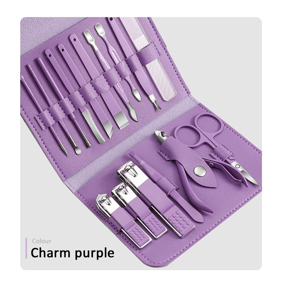 16pcs Manicure Set with Leather Case