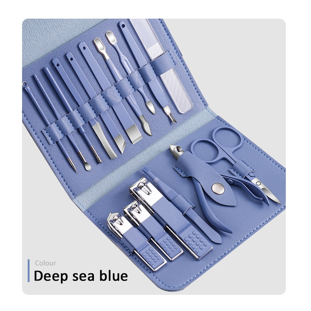 16pcs Manicure Set with Leather Case