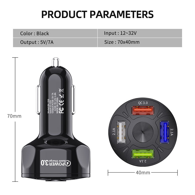 4 Ports USB Car Charge