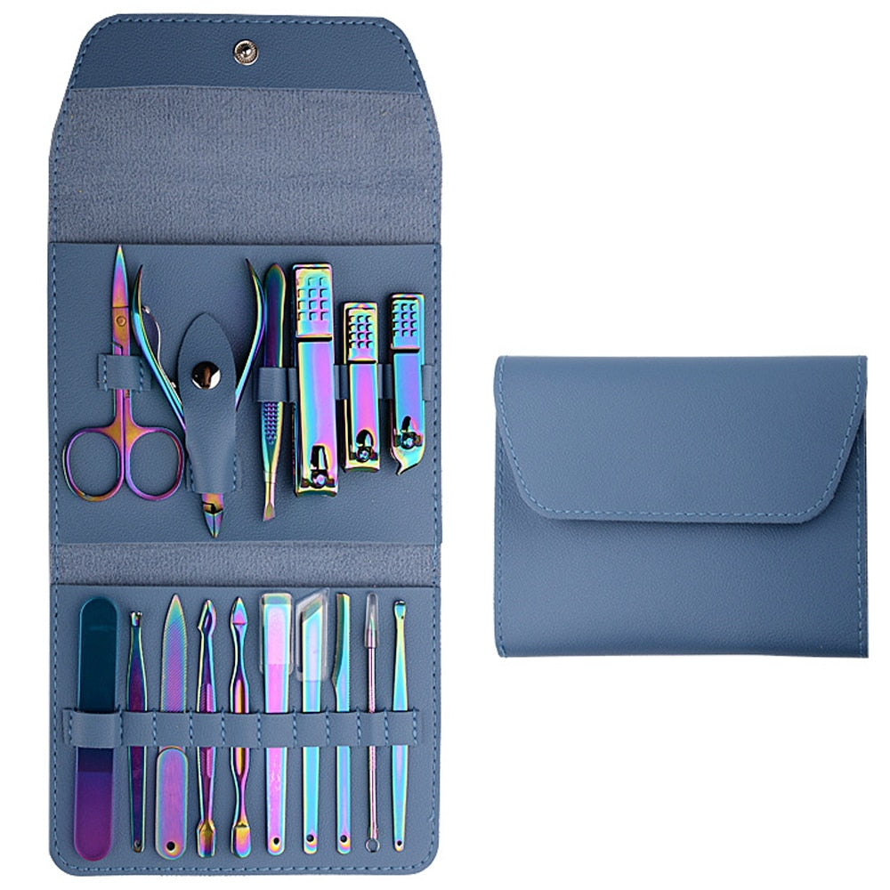 16pcs Manicure Set with Leather Case