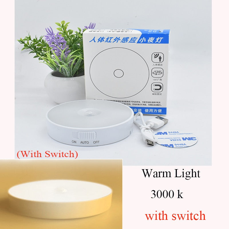 LED Rechargeable PIR Motion Sensor Night Lights