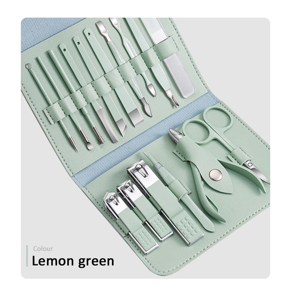 16pcs Manicure Set with Leather Case