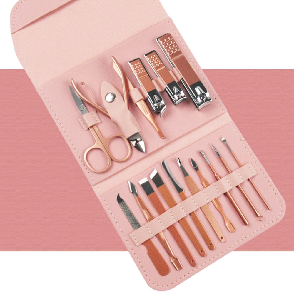 16pcs Manicure Set with Leather Case