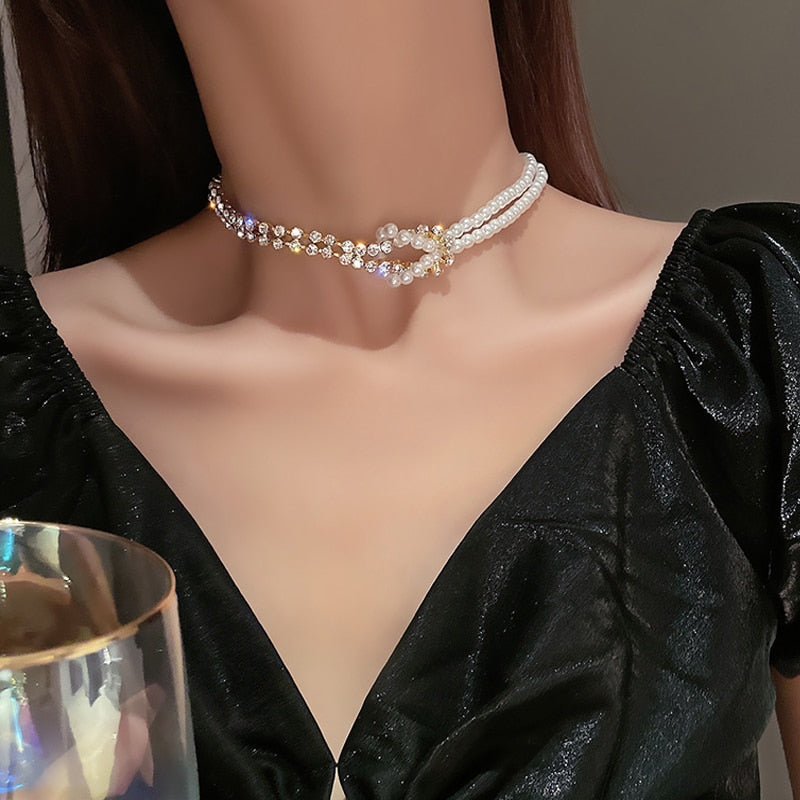 Elegant Big White Imitation Pearl Choker Necklace