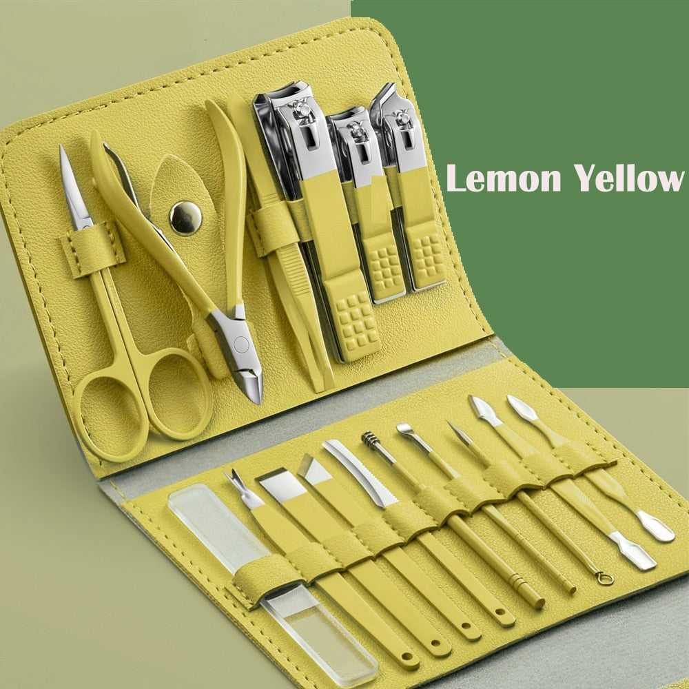 16pcs Manicure Set with Leather Case